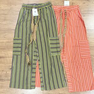 NWT Fashion Women Wide Leg Capri Pants Bottoms Women's Sz Small S Orange Green